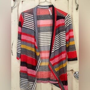 Vibrant Striped Open Front Cardigan NWOT